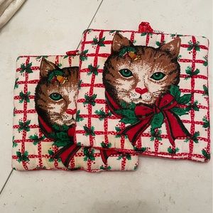 Cute cat holiday potholders